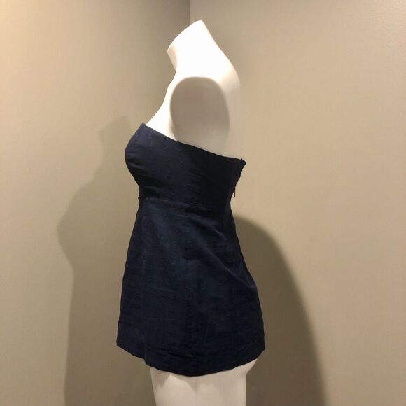 Vineyard Vines Strapless Top 0 Nautical Navy Jacquard Back Zip NWT - Picture 2 of 13